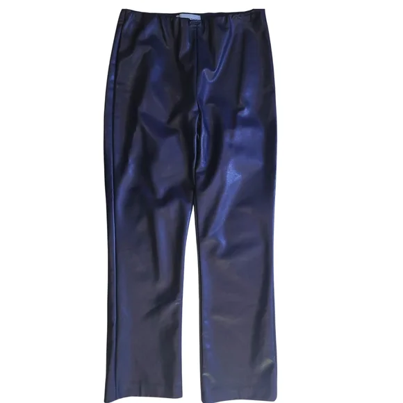 TUCKERNUCK Navy 'Ashford' Vegan Leather Side-Zip Ankle Flare High Leggings M - Picture 5 of 11